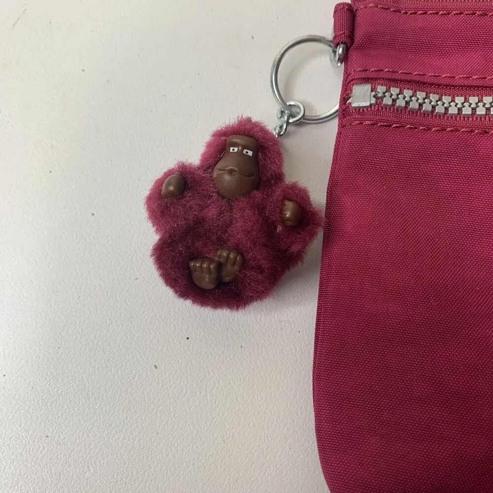 Cranberry  Juliet Keychain Monkey Double Zip Crossbody Bag Purse - Image 3