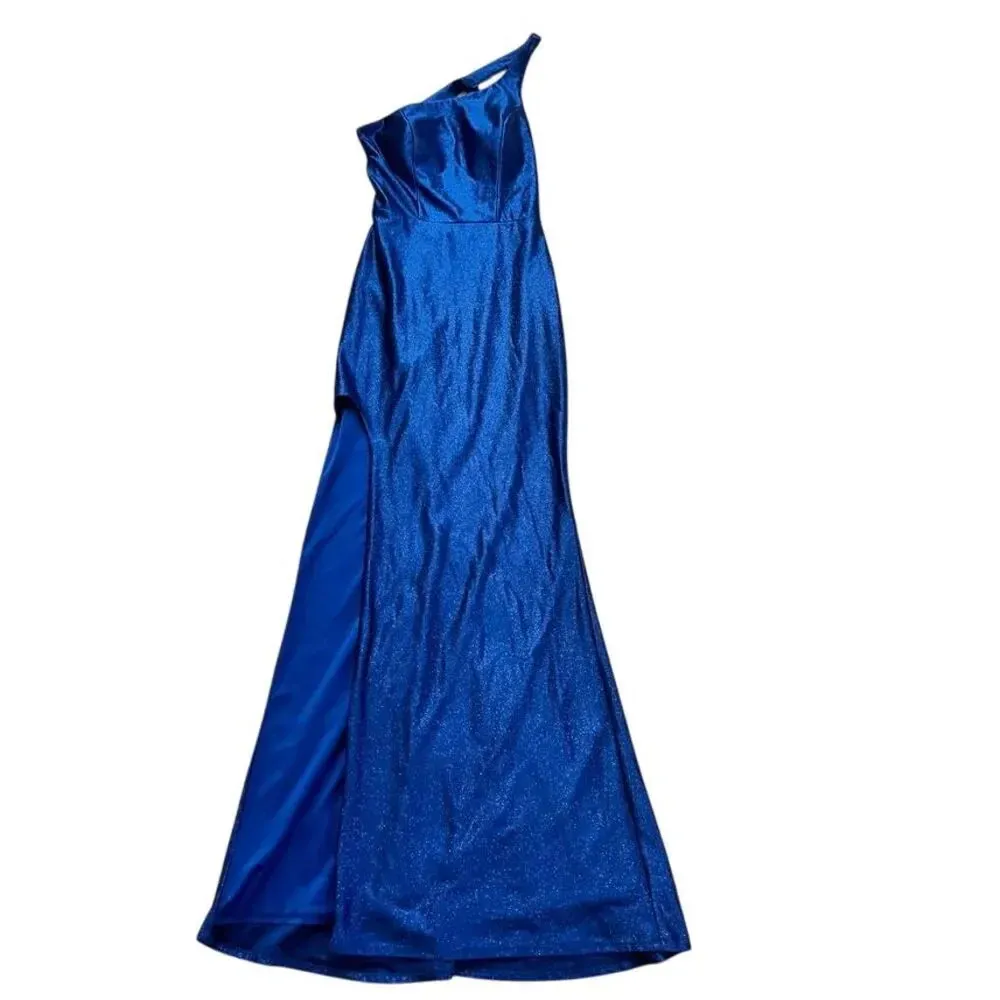 City Studio evening gown with a glamorous shimmer finish.No TAGS Size Smal Blue - Image 2
