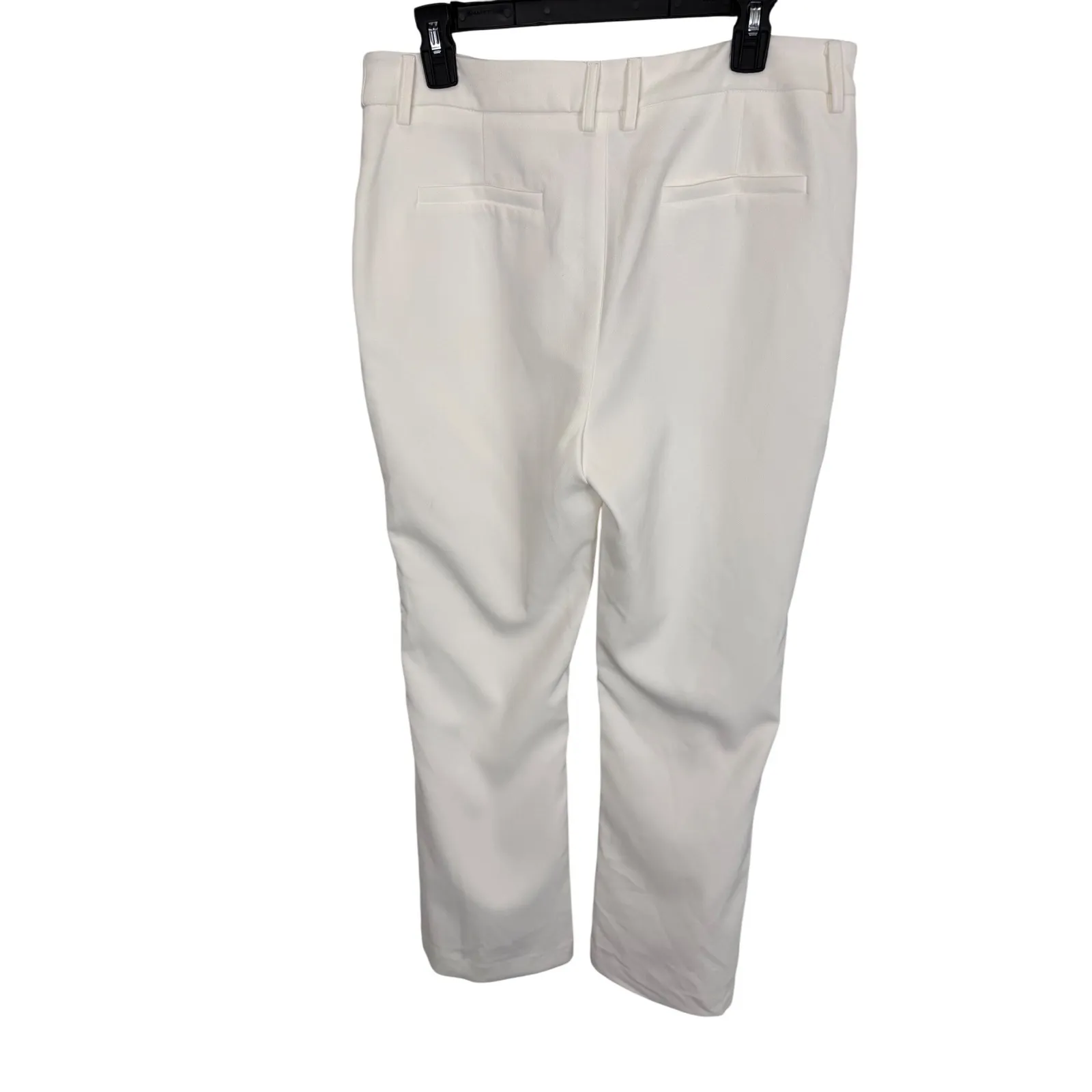 Aqua White Flare Leg Trousers Button Accents Career Pants Size‎ L - Image 9