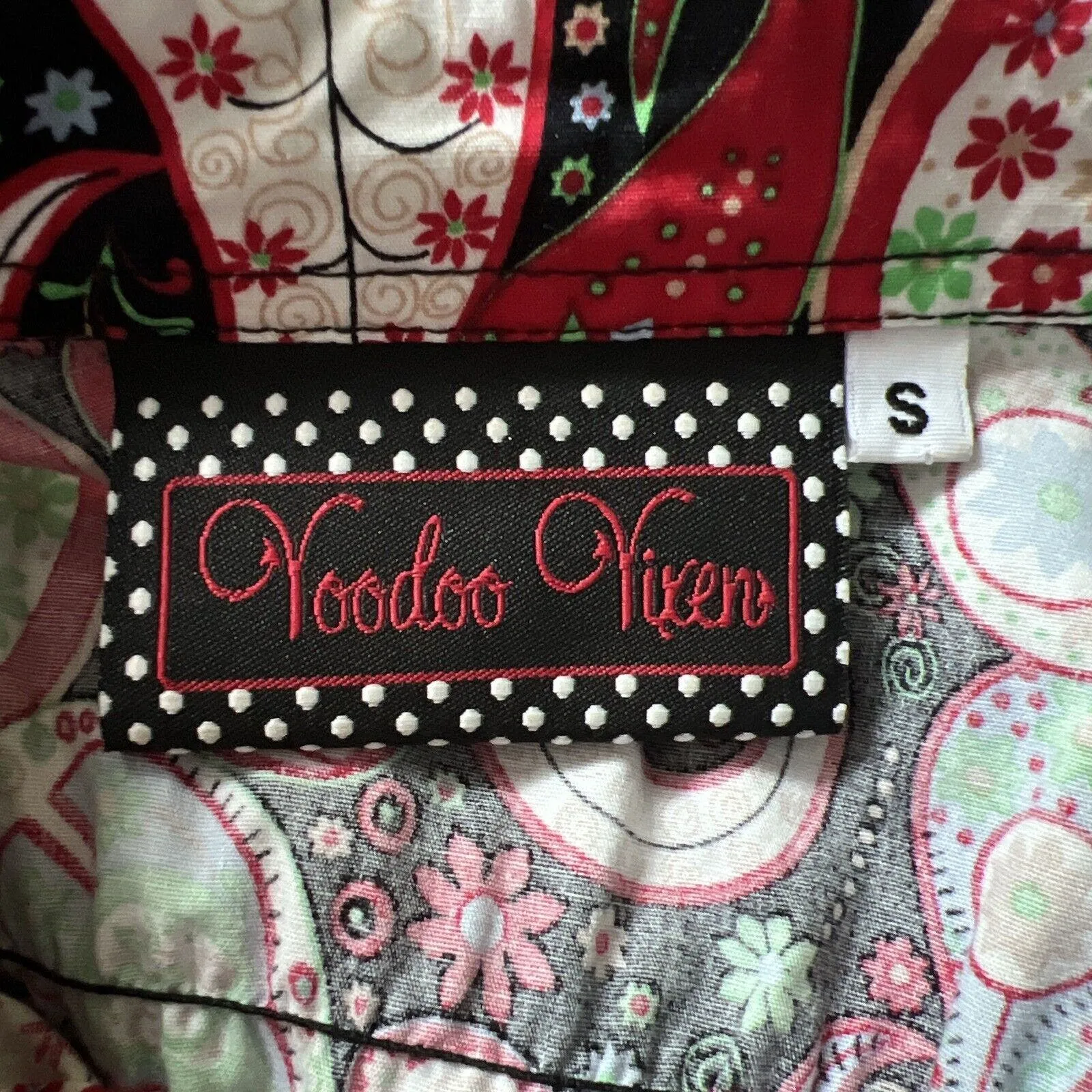 Voodoo Vixen Dress Womens Small Multicolor‎ Paisley Shirt Saranya Vibrant Pin Up Red - Image 6
