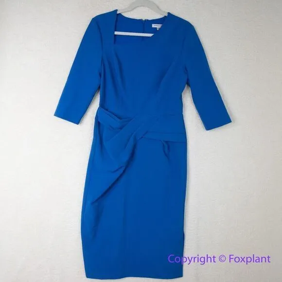 New!  Kay Unger‎ Alexa Pleated Midi-Dress in blue, size 8 - Image 4