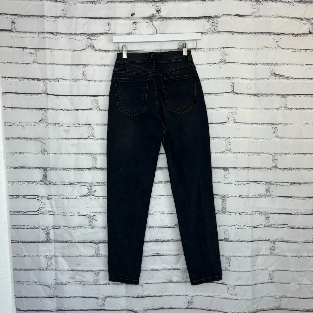 Y2K Cotton On High Rise Stretch Mom Jeans Black Distressed Preppy Size 4 Grunge - Image 10