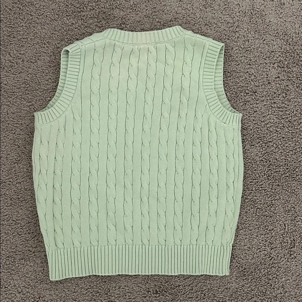 John Galt Light Green Cable Knit Sweater Vest - Image 4