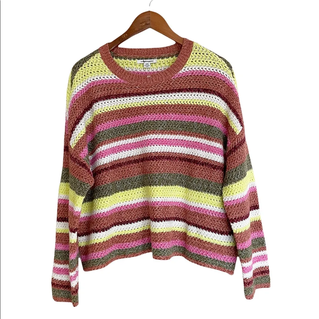 NWOT American Eagle Outfitters Multicolored Rainbows Striped Knit Sweater - Image 4
