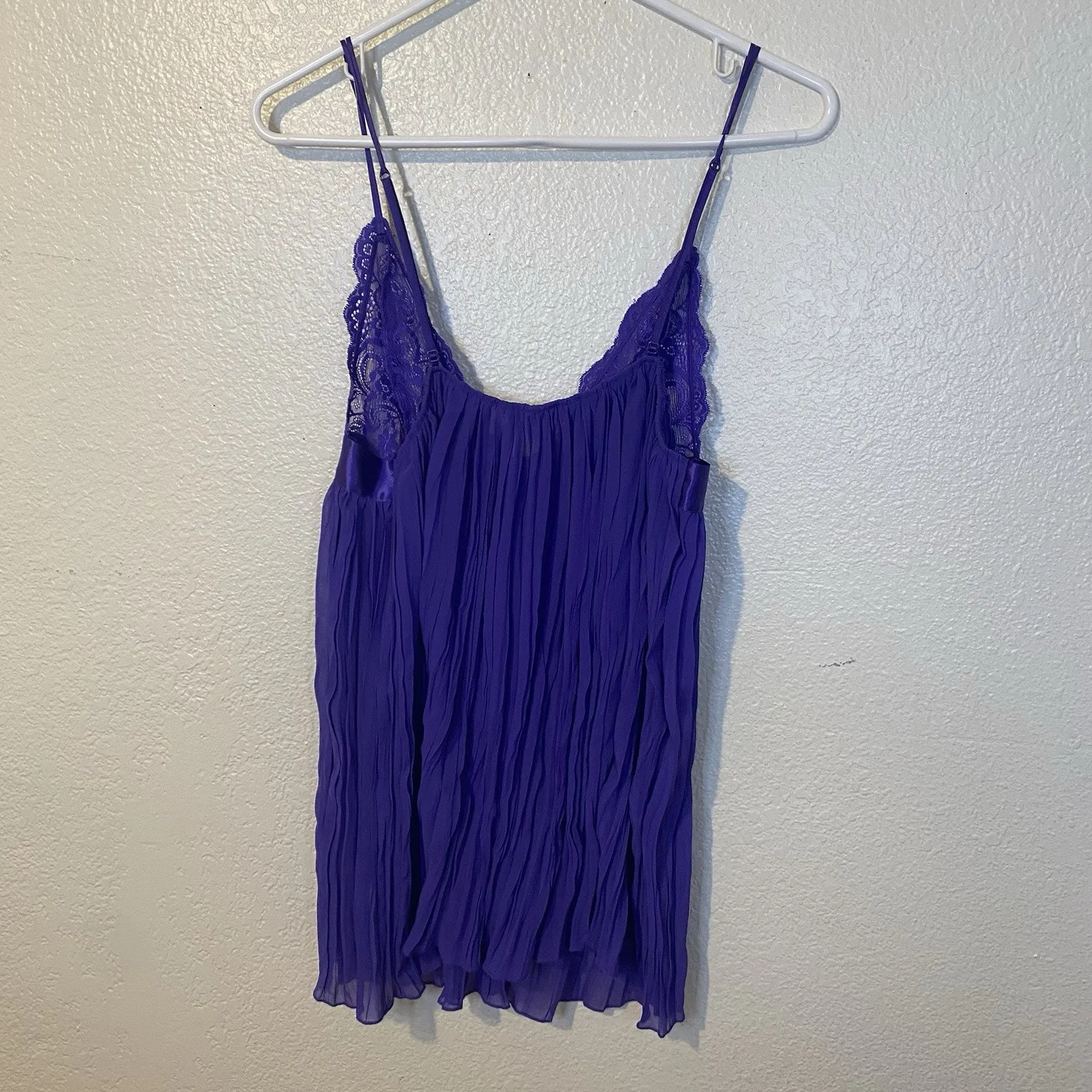 Victorias Secret Purple Satin Sheer Babydoll Top Nightie Lingerie Size L Vtg Y2K - Image 4