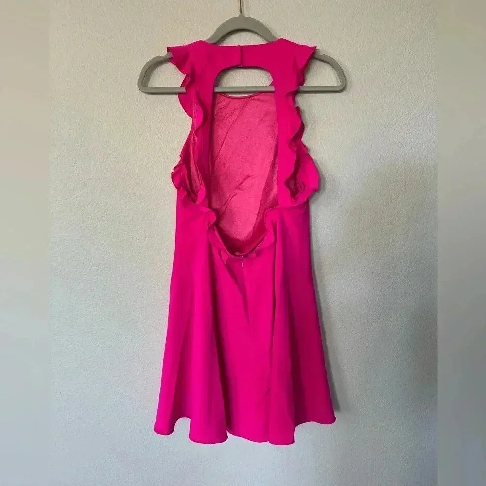 JayGodfrey Fuchsia Ruffle Fit & Flare Mini Dress Women’s Size 10 Pink - Image 5