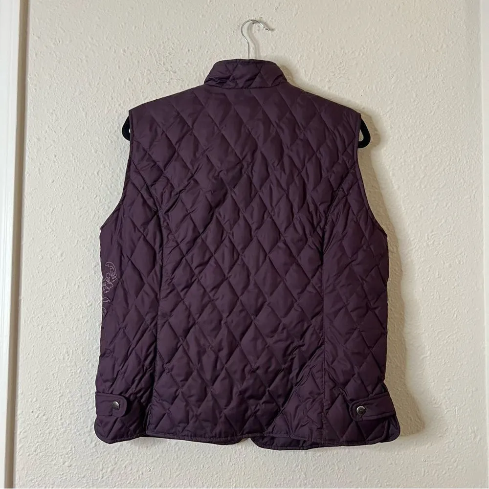 Eddie Bauer woman’s premium Goose Down quilted Embroidered zip up Vest Large - Image 5