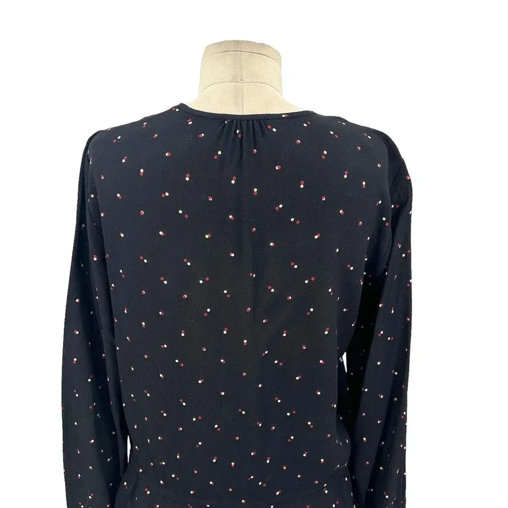 Rails Beaux Blouse Black Offset Dot Print‎ Size Small - Image 9