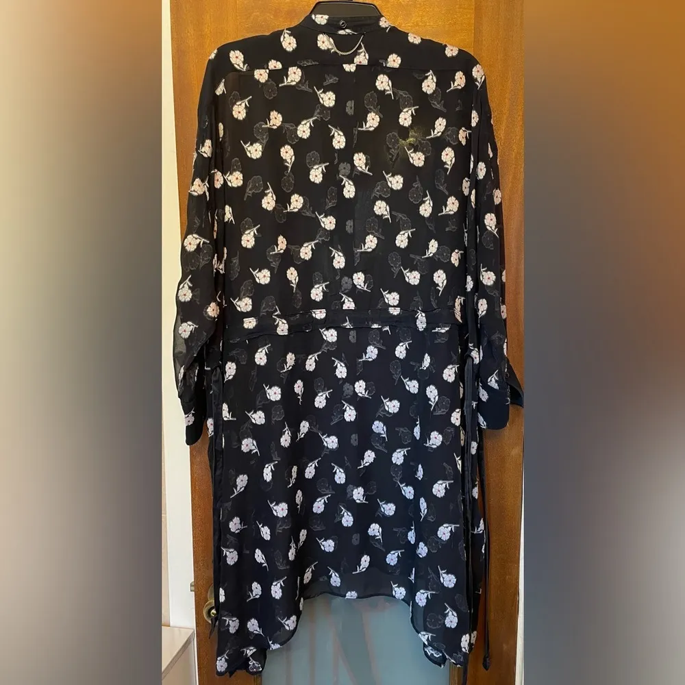 rag & bone Elodie Fil Coupe Silk Blend Navy Floral Dress Coverup M/L - Image 4