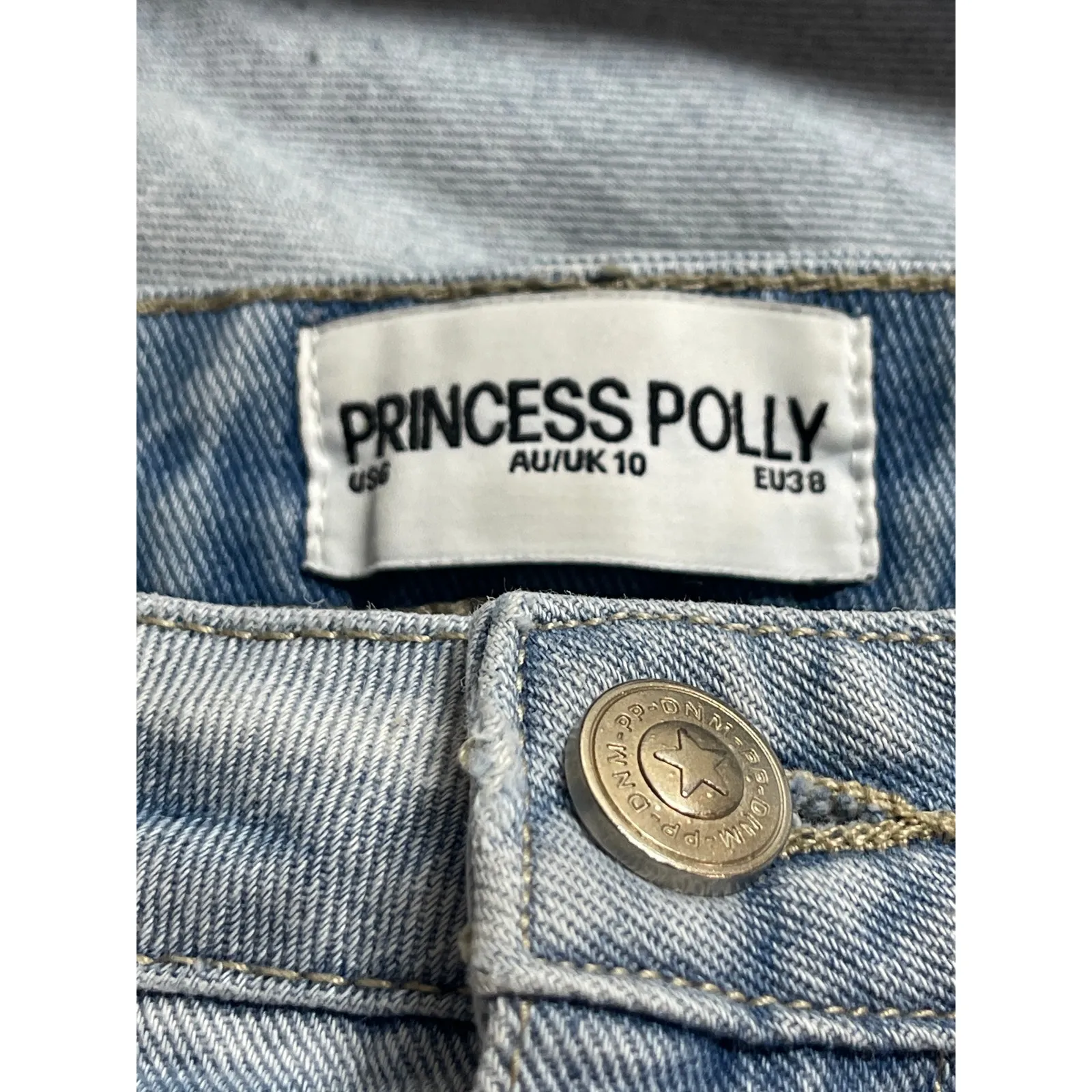 Princess Polly Blue High Waisted Light Wash Baggy Wide Leg Denim Jeans Pants 6 - Image 4