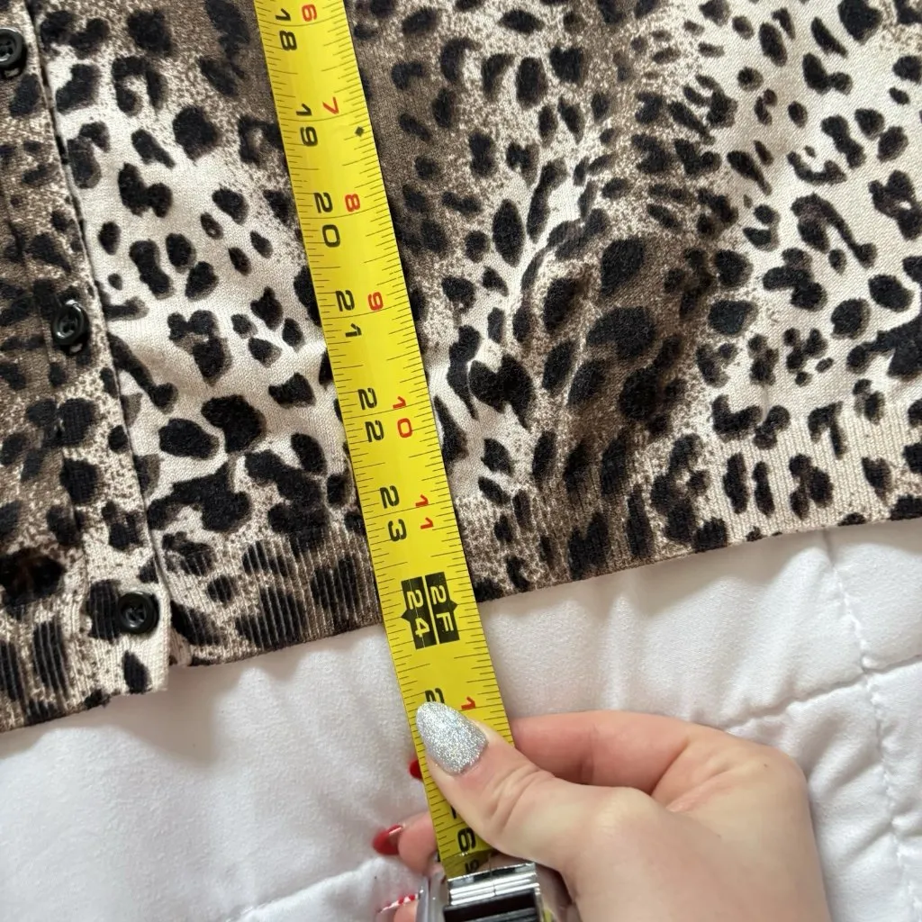 Vintage 90s Y2K Retro August Silk Cheetah Print Cardigan Womens Brown Coquette - Image 5