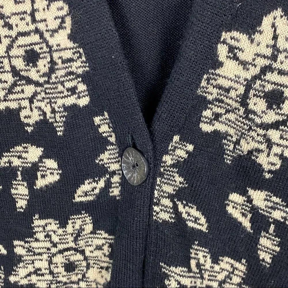 J. JILL Black Gold Floral One Button Longline Cardigan, Size Large - Image 9