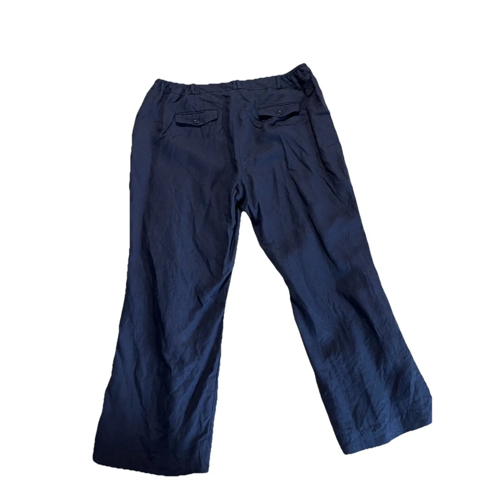 Talbots Heritage Linen Pants 18W Black Straight Leg Elastic Waist Trousers - Image 3