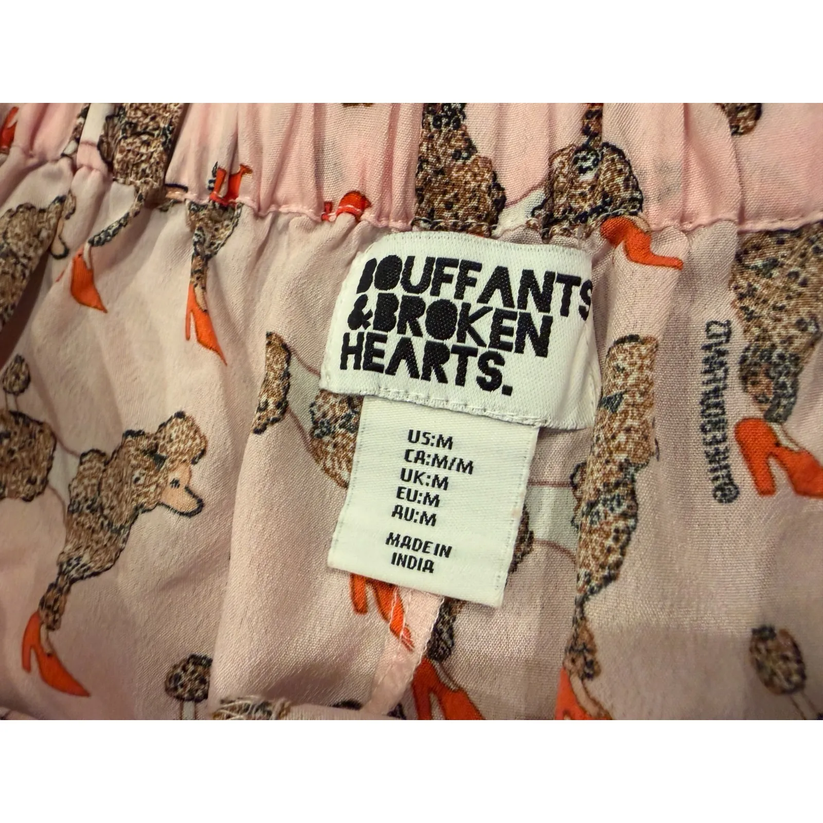 Bouffants and Broken Hearts Poodle Dog Heels Shorts Pajama Set Medium PJs Pink - Image 3