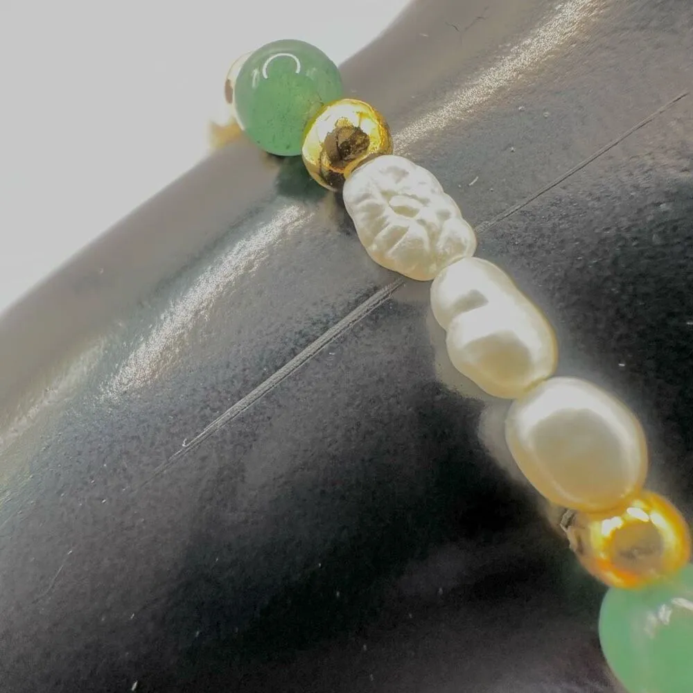 Jade freshwater Pearl stretchy bracelet Green - Image 8