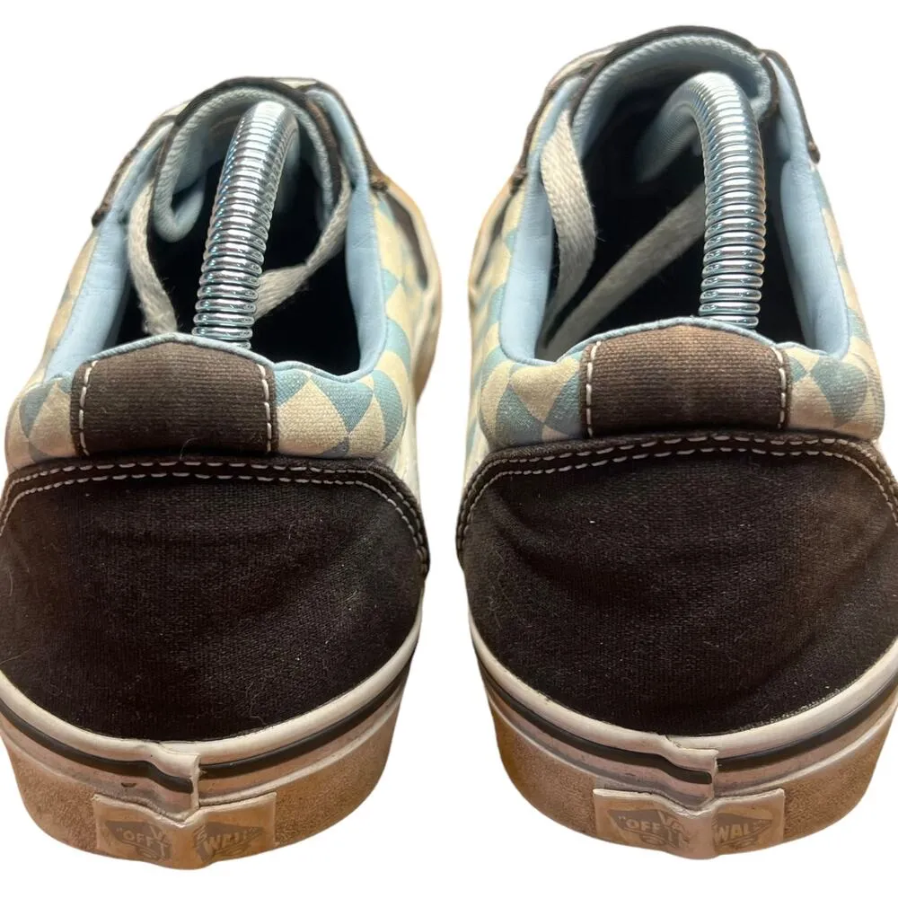 Vans Authentic Old Skool Baby Blue/True White Checkerboard Sneakers - Women's 10 - Image 7