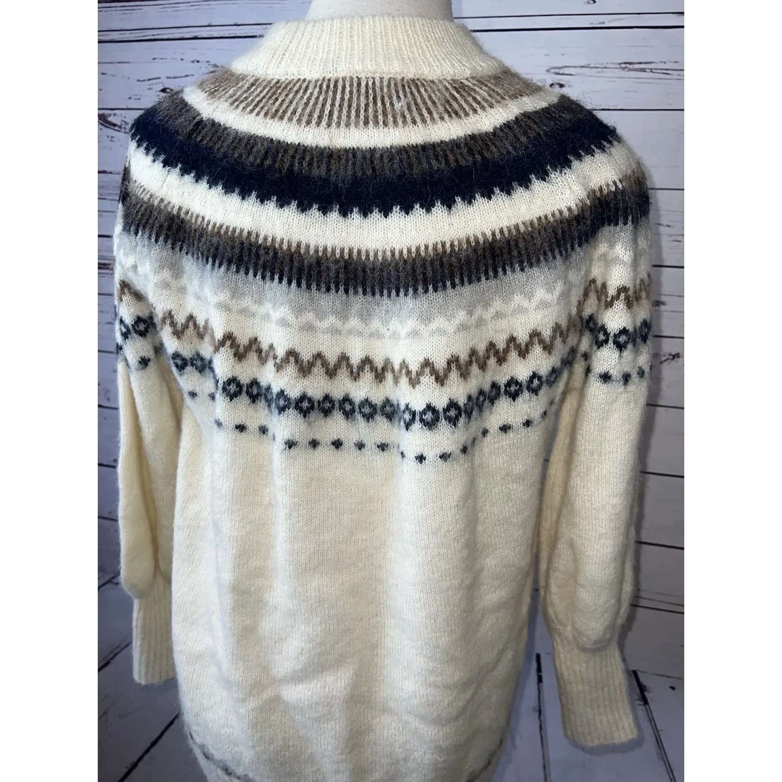 J Crew Fair Isle Sweater Wool Alpaca Wool size Medium BD152‎ Nordic Pullover - Image 8