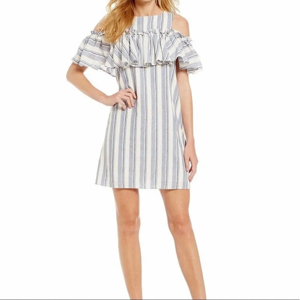 Gianni Bini Mia Striped Ruffle Off Shoulder Cotton Blend Dress Size XS NWT - Image 15