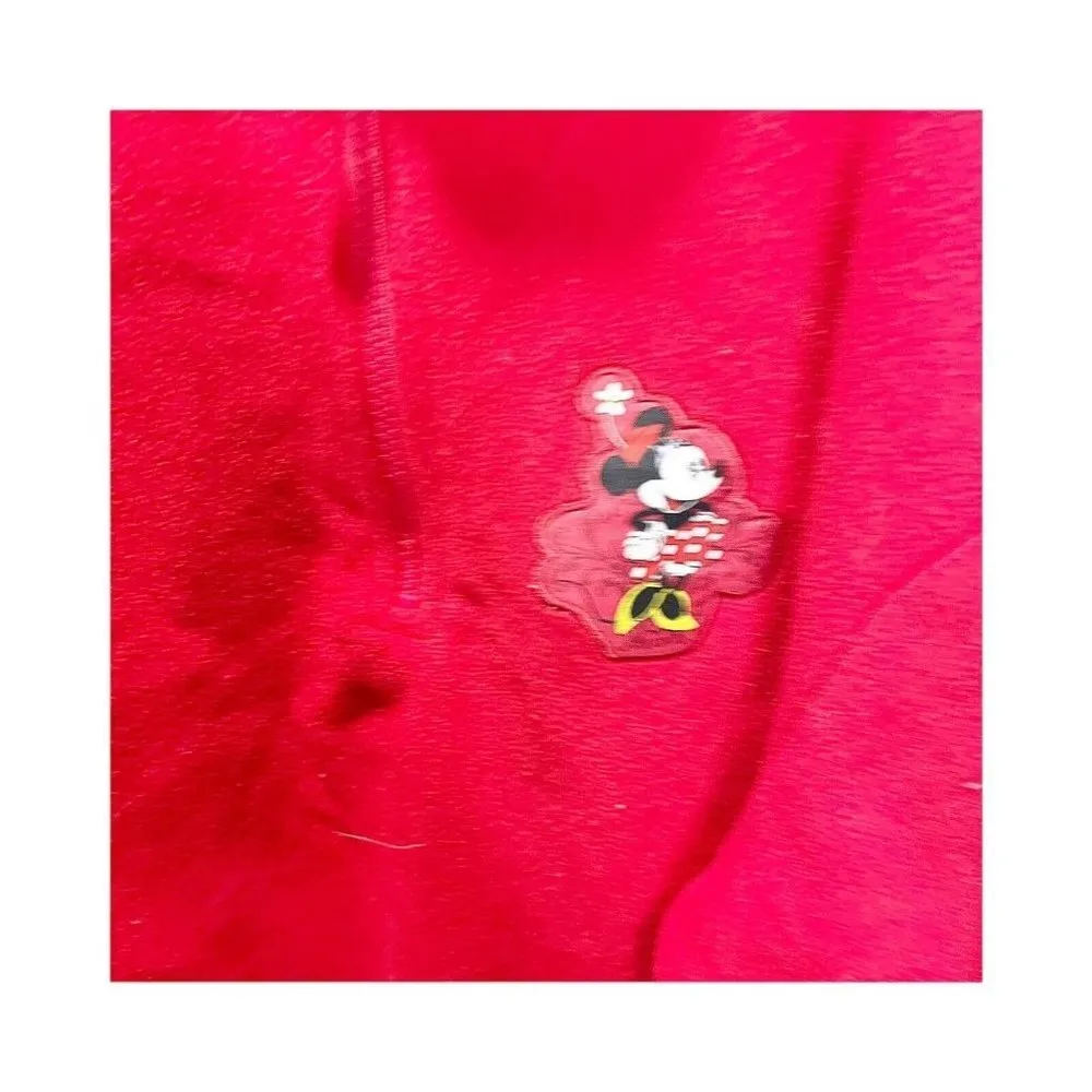 Disney Store Minnie Mouse Womens Fleece Jacket M Red 1/4 Zip Long Sleeved - Image 5