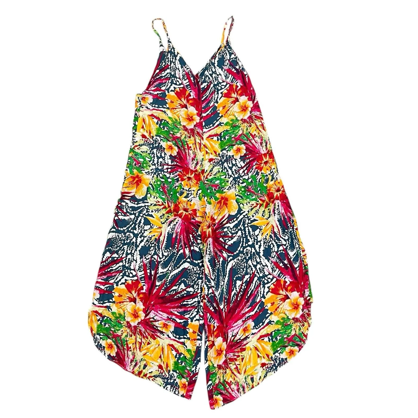 Pano Womens Romper Jumpsuit Sz Large Floral Tropical Vacation Hawaiian Travel - Image 3