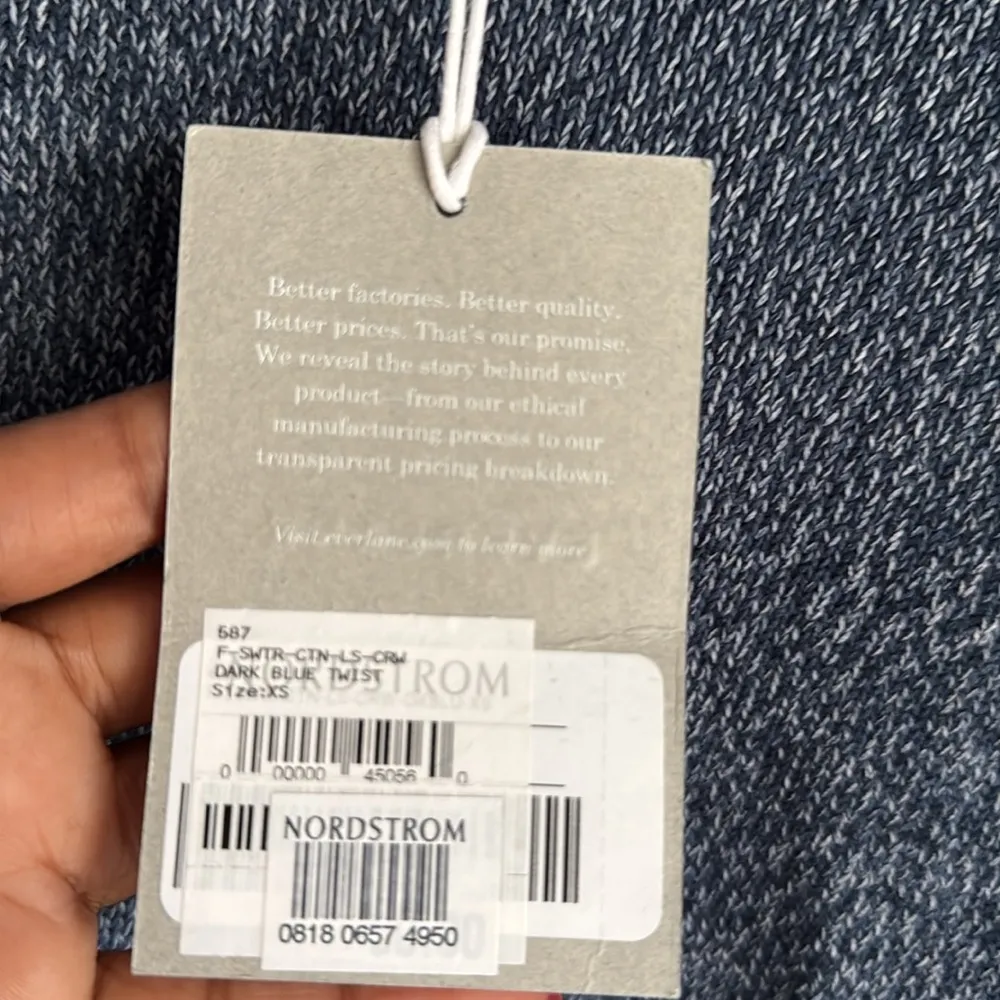 NEW Everlane Soft Cotton Crew Sweater Blue Size XS - Image 8