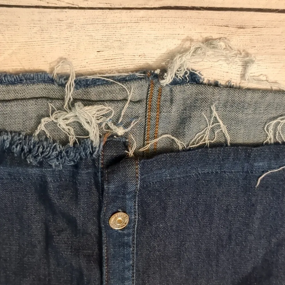 7 for all mankind denim raw hem button down dress size small - Image 2