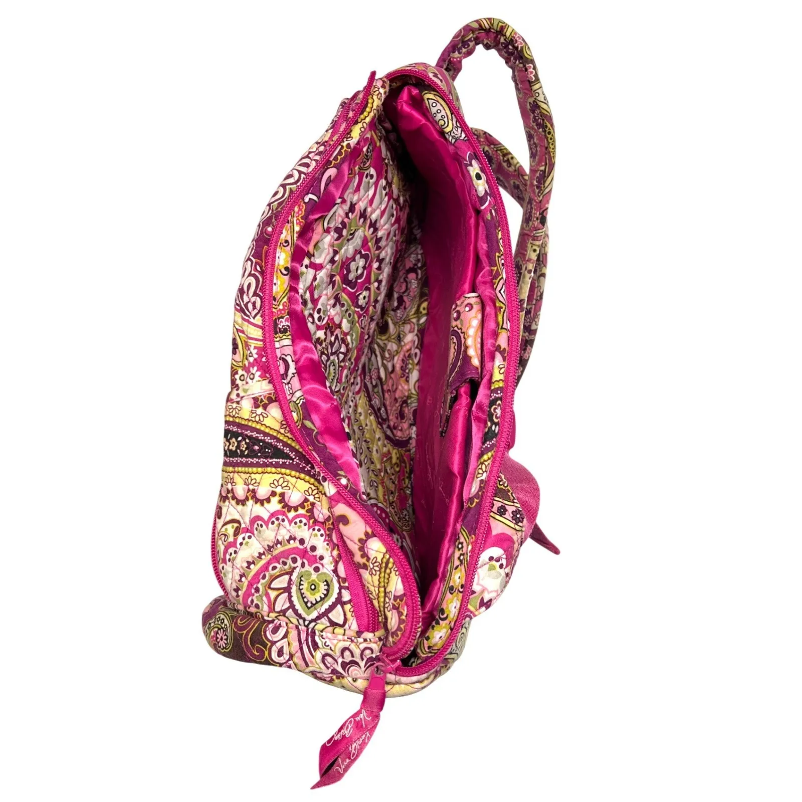 Vera Bradley Laptop Backpack Very Berry Paisley Pink Cotton NWOT - Image 5