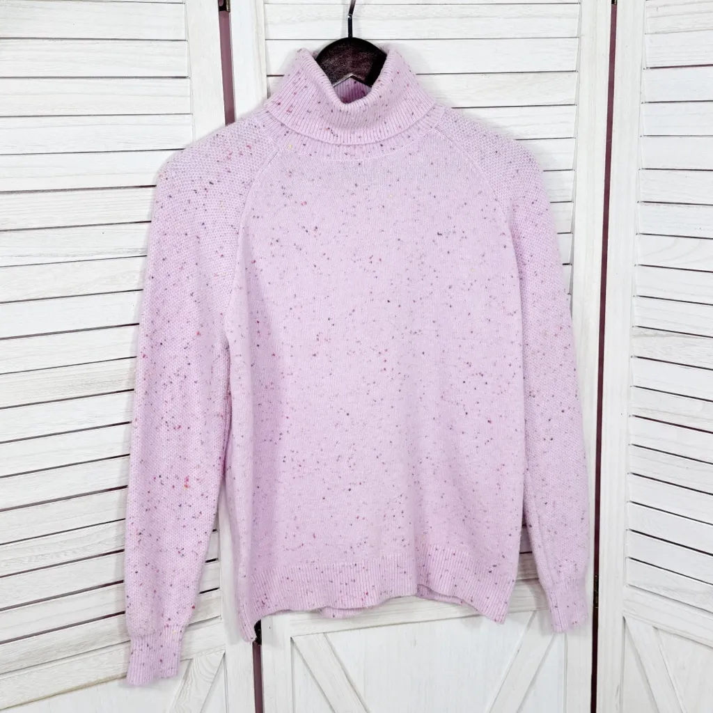Loft Confetti Speckled Turtleneck Multi Knit Sweater Lilac Purple Small - Image 8