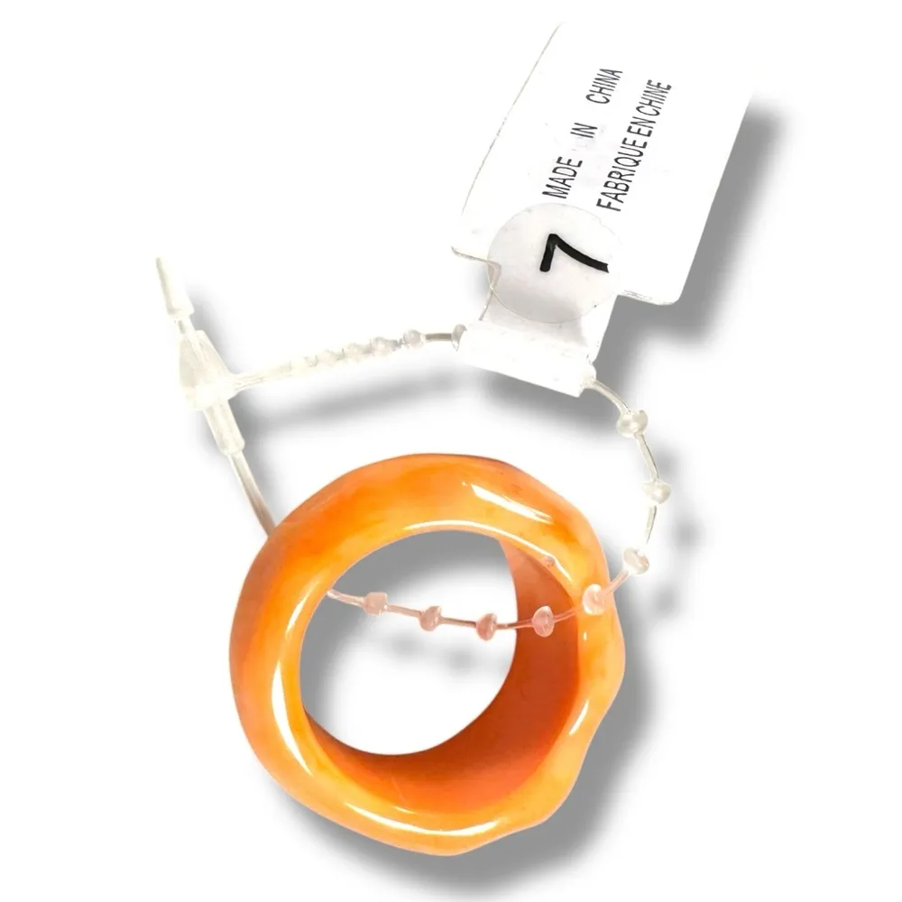 Urban Outfitters Statement Rhinestone Ring 
Chunky Funky Orange Space Size 7 - Image 7