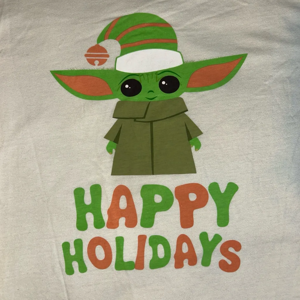 Baby Yoda Happy Holidays White T-Shirt XXL - Image 2