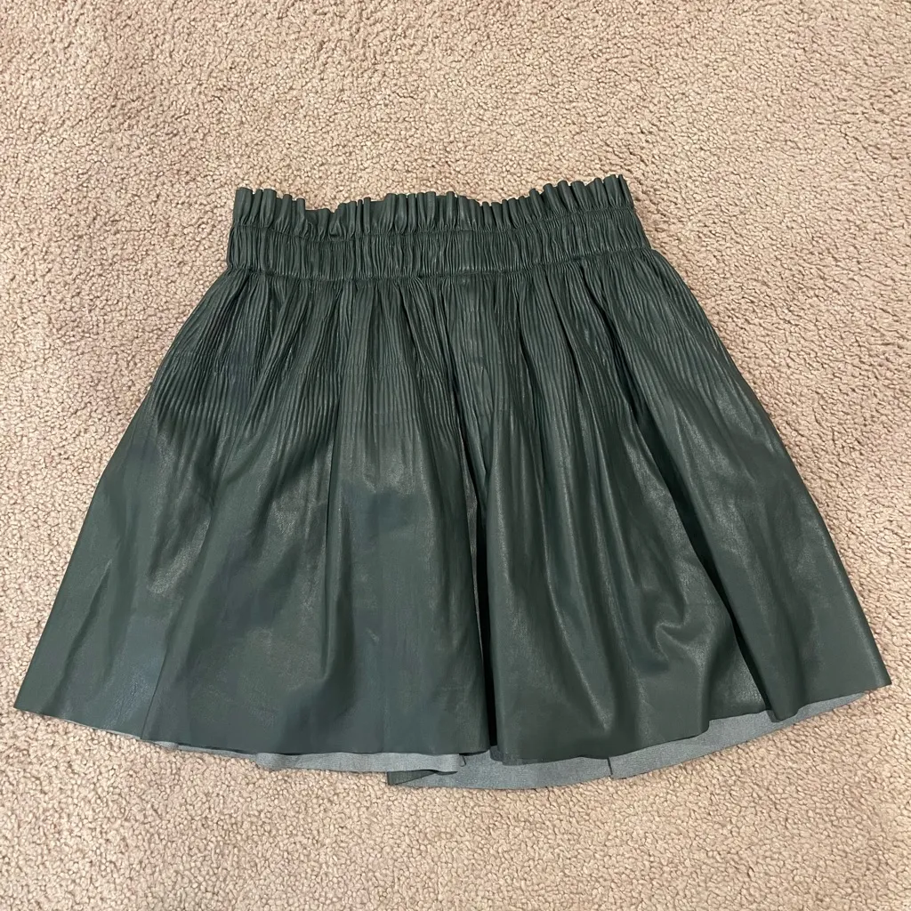 7 FOR ALL MANKIND Retro Faux Leather Ruffle Boho Skirt - Image 2