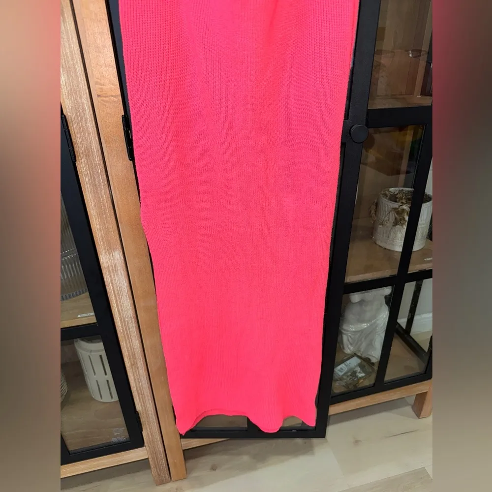 Beginning boutique neon ribbed cutout midi dress bodycon halter strapless barbie - Image 7