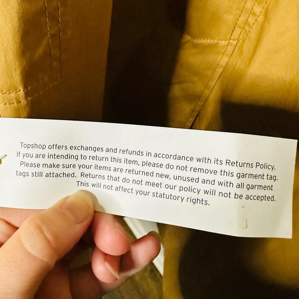 NWT Top Shop Tan Black Button Front Pockets Long Trench Coat Lightweight Size 2 - Image 13