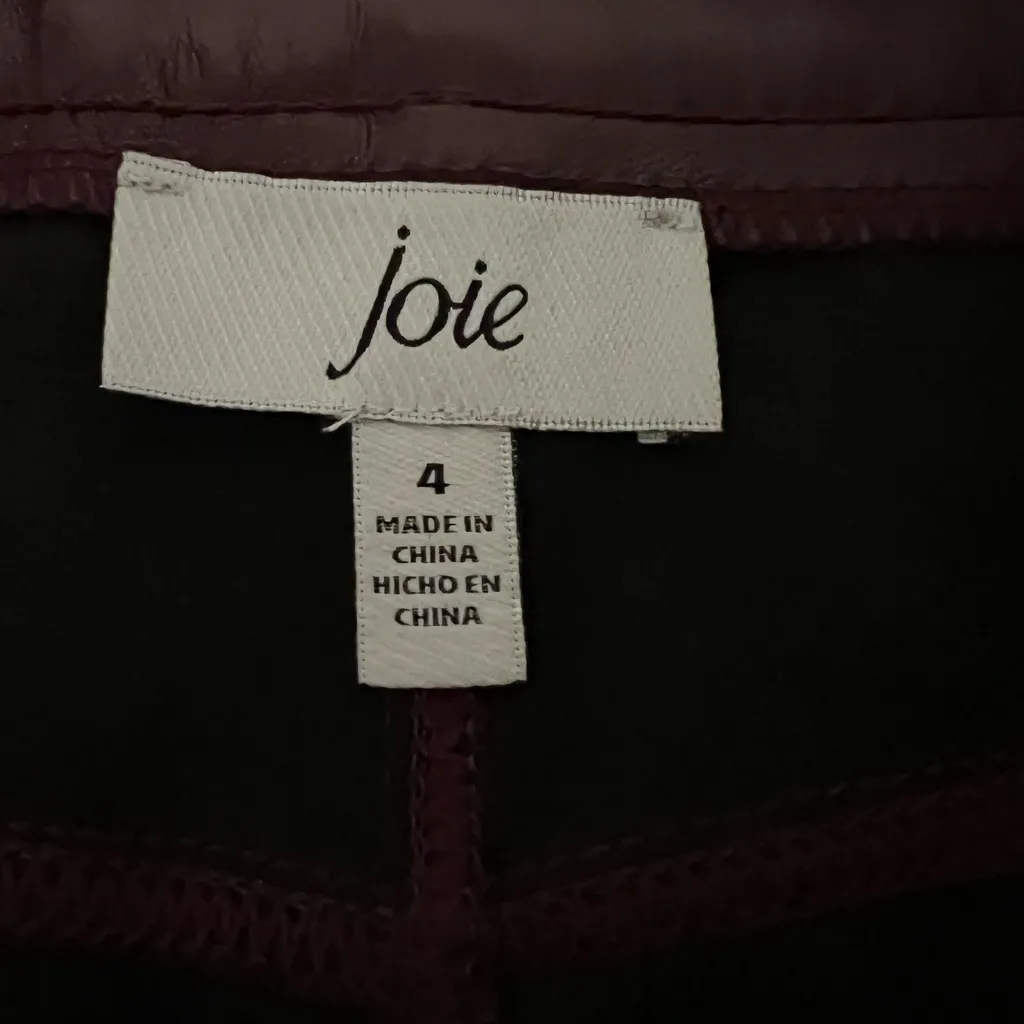 Joie Burgundy Vegan Leather Pants - Image 4