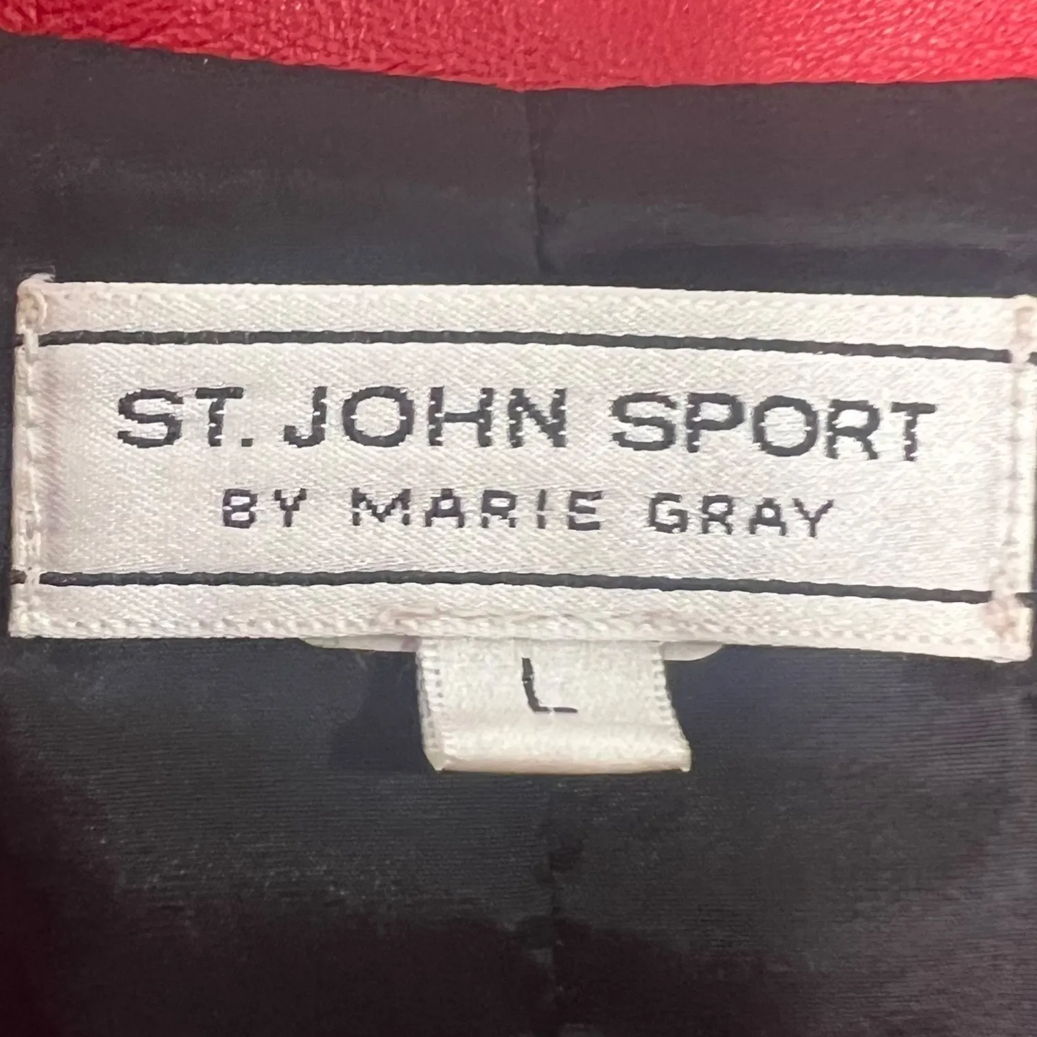 St. John Sport Red Leather Jacket Blazer Grommet Detailing Size Large - Image 6