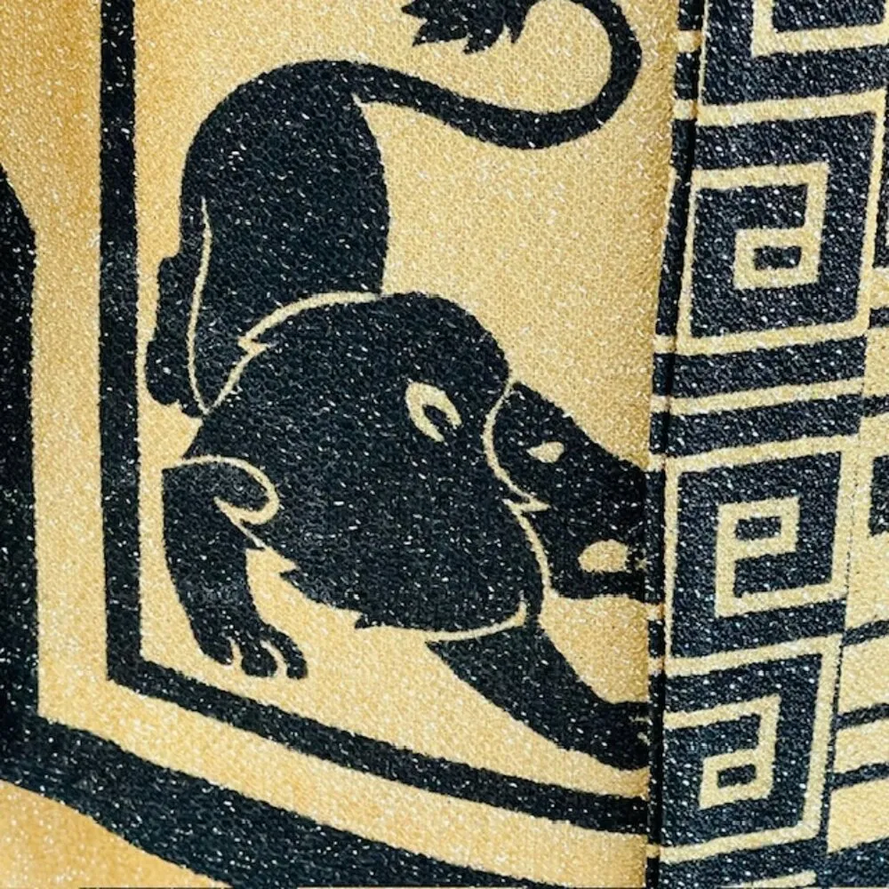 60s 70s Gold Lurex Art Deco Metallic Top + Wide Leg Bellbottoms Palazzo Pants Size M - Image 8