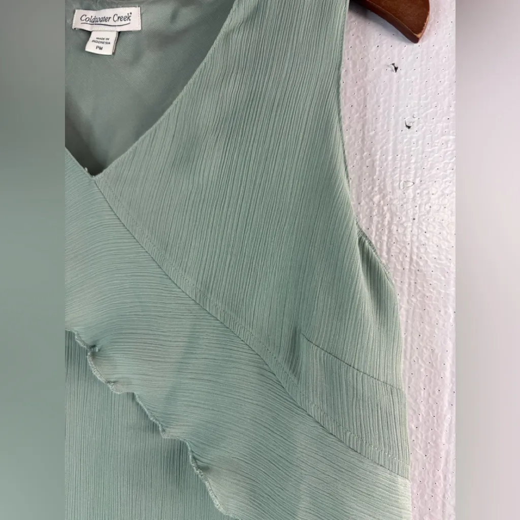 Coldwater Creek MP Mother of the Bride Diagonal Ruffle Sage Green Midi Dress - Image 4