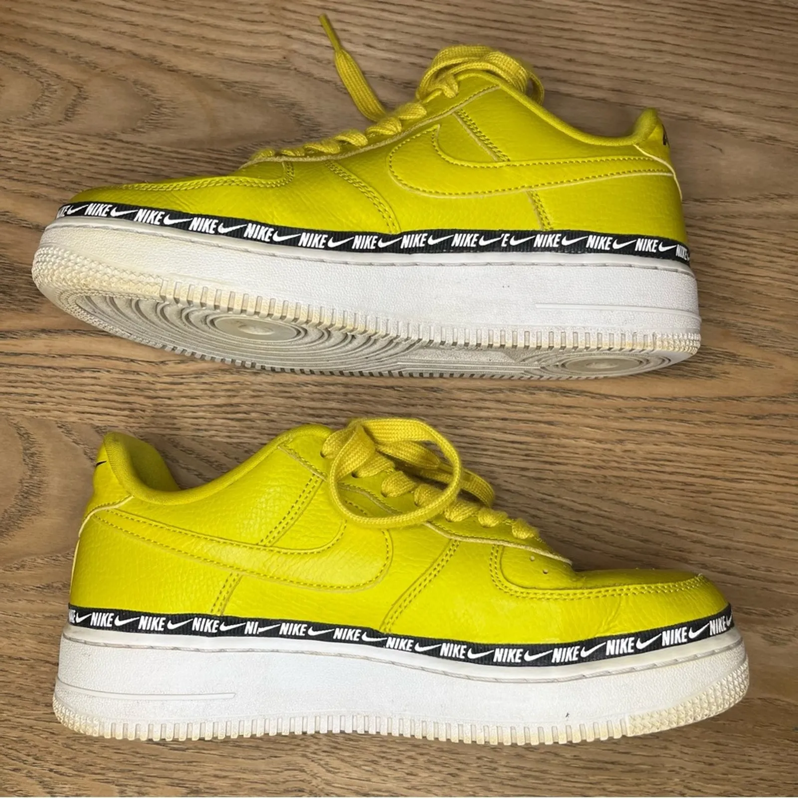 Nike Air Force 1 AF1 Low Women's 8.5 Platform Sneakers Overbranding Citron - Image 10