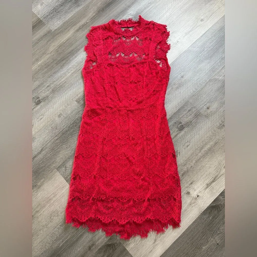 Free People Daydream Red Lace Dress NEW Large Open Back - Image 4