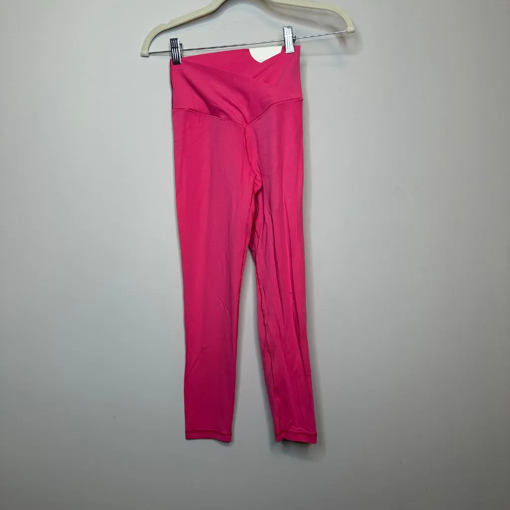 NEW OFFLINE By Aerie Real Me High Waisted Crossover 7/8 Legging Pink Small Short - Image 2