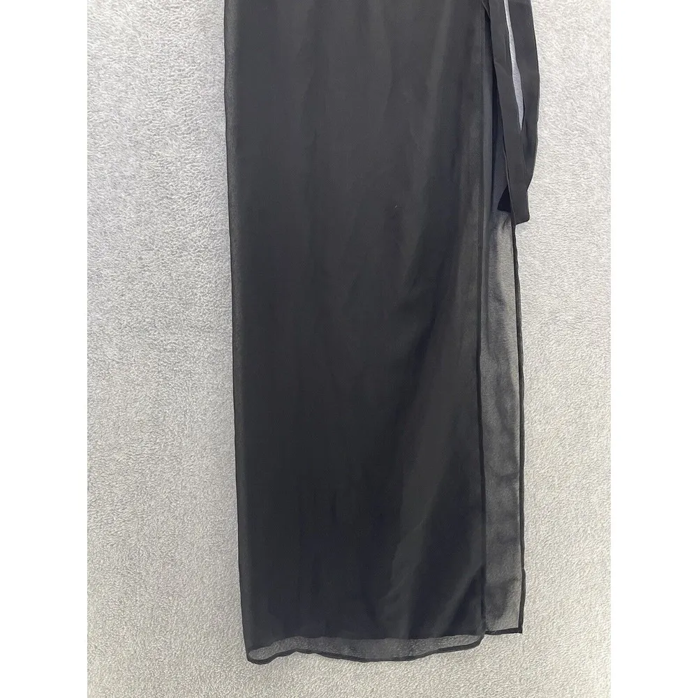 Nasty Gal Women's Wrap Beach Sarong Skirt Solid Black Mesh Long Size 4 - Image 12
