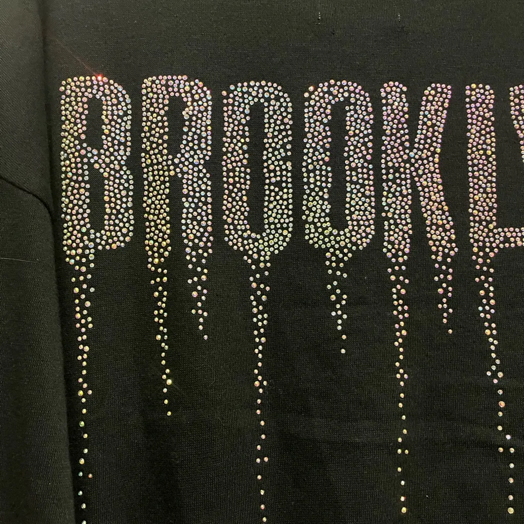 Common Stitch Chic Black and White Varsity Jacket with '89' & Brooklyn Dripping Size L - Image 9