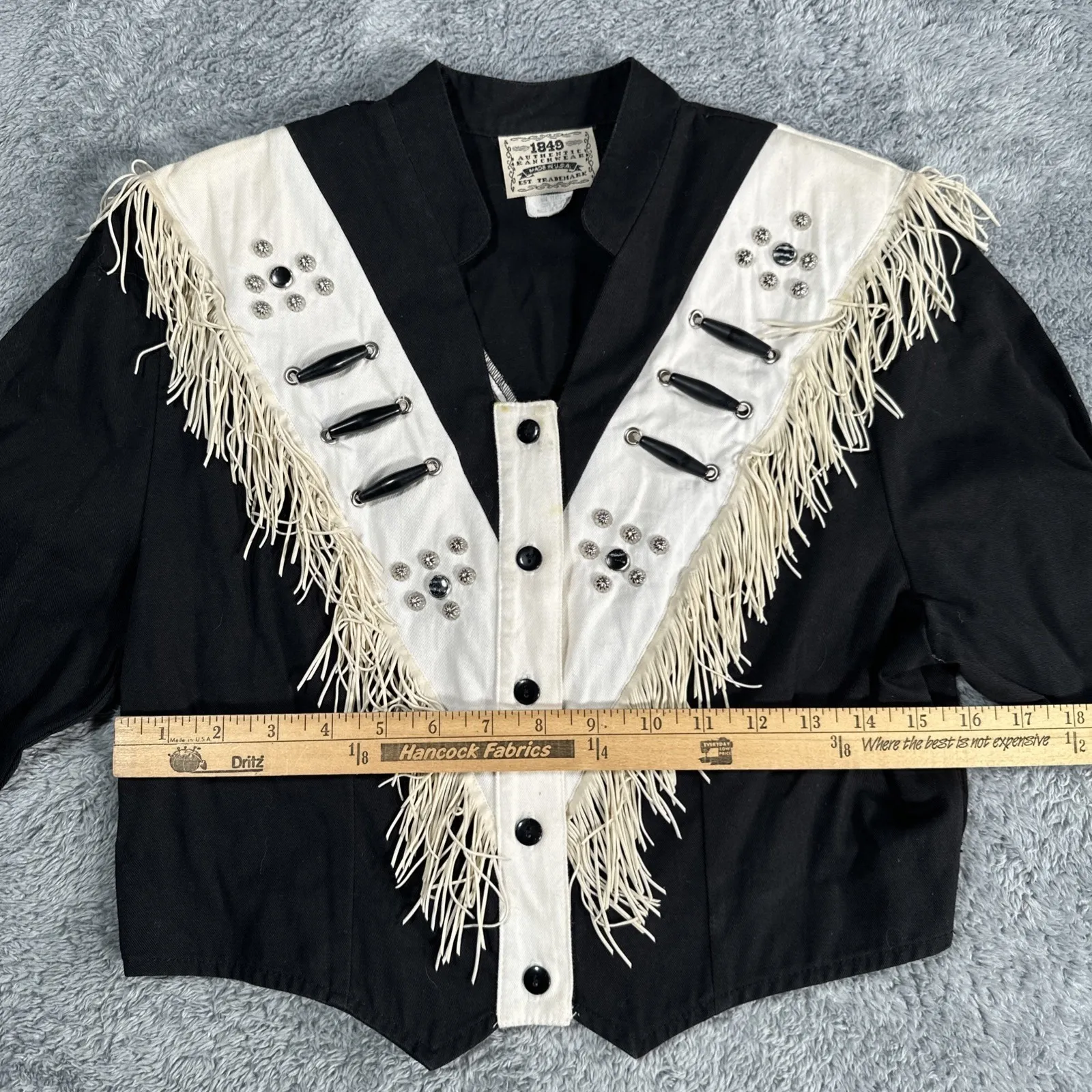 1849 Authentic Ranchwear Shirt Small USA Made Fringe Western Cowgirl Rodeo flaw - Image 8