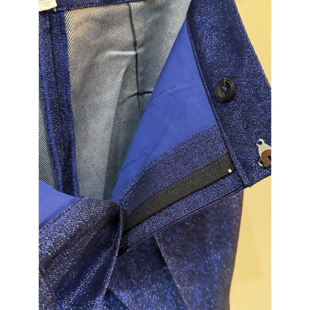 L'agence Mid Rise Tapered Straight Leg Glitter Blue Metallic Dress Pant Size‎ 2 - Image 6