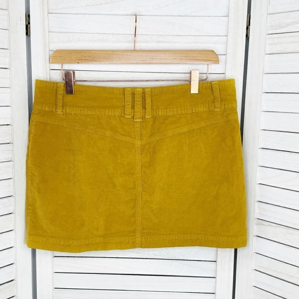 We The Free Free People Y2K Joanie Corduroy Button Up Micro Mini Skirt Yellow 29 - Image 4