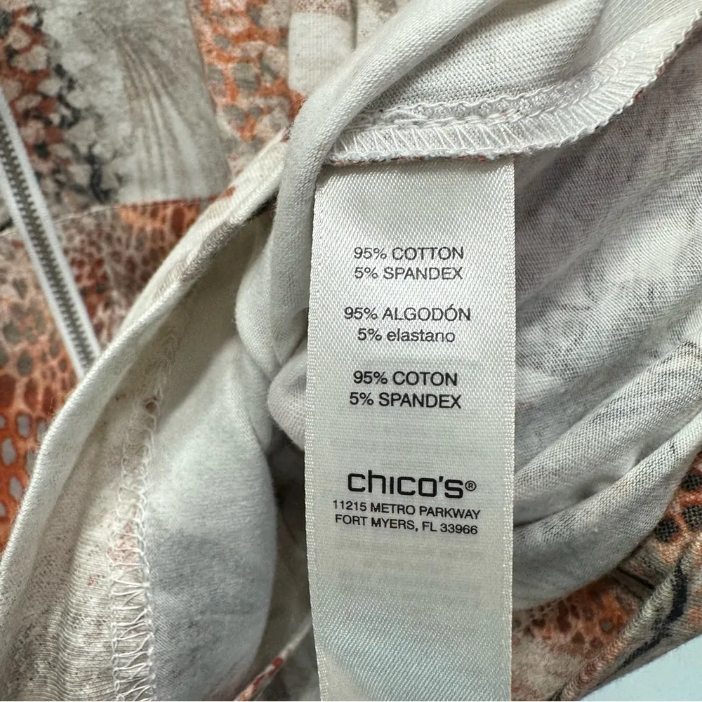 Weekends by Chico’s Zip Front Leaves & Animal Print 3/4 Sleeve Jacket Sz 1/Med - Image 11