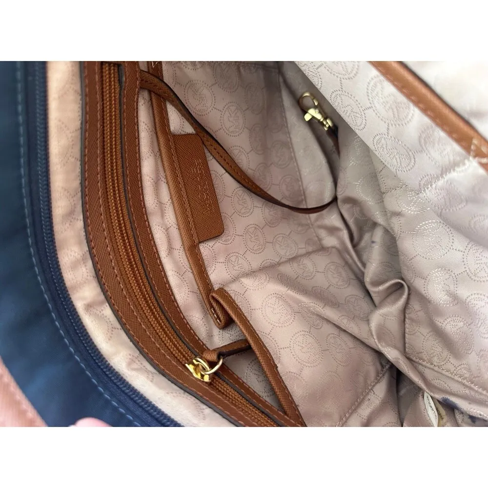 MICHAEL Michael Kors Navy Signature Logo Lining Kempton Nylon Tote Shoulder Bag - Image 6