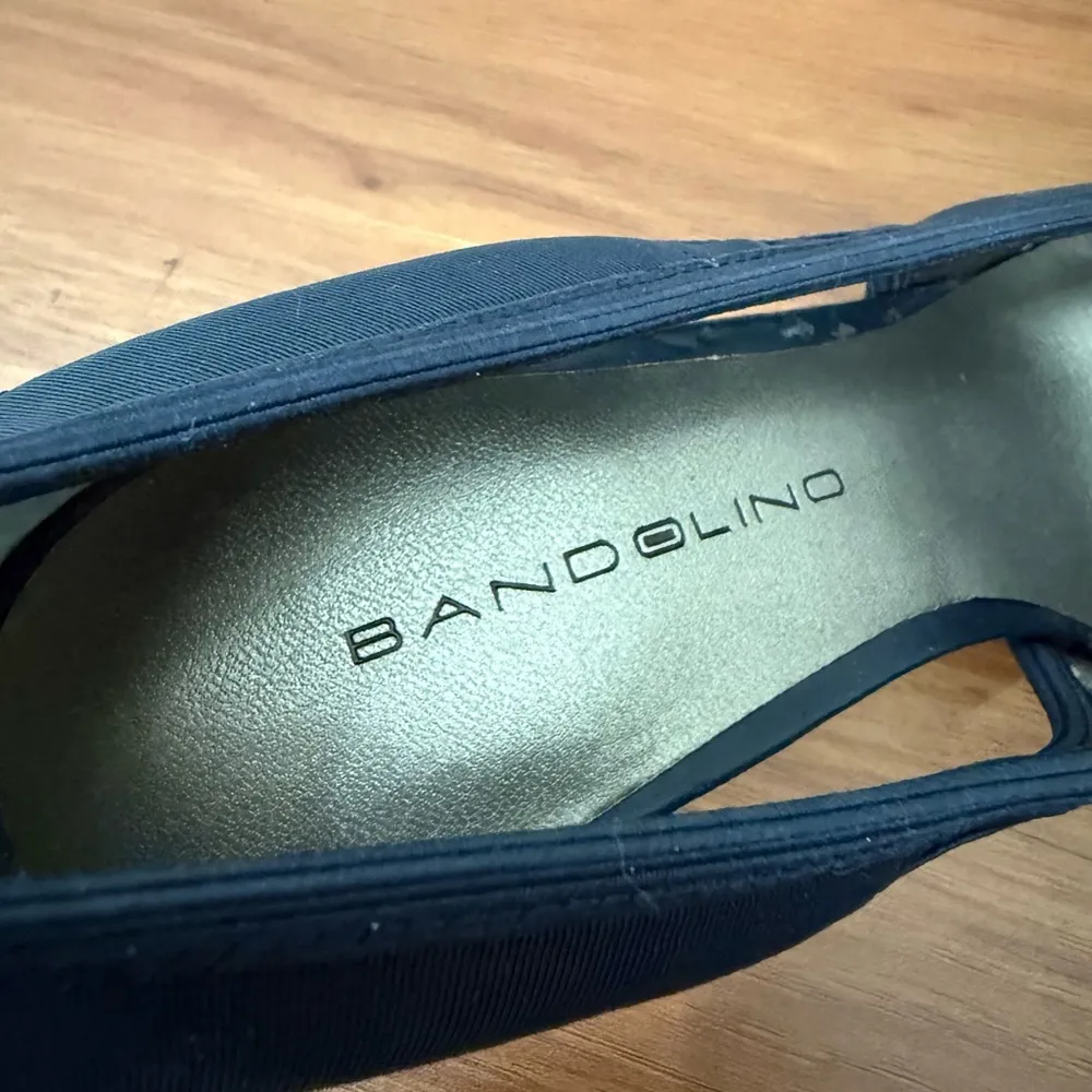 Vintage BANDOLINO Midnight Blue Open Side Cut Pointy Toe Kitten Heels  Pumps 6M - Image 14