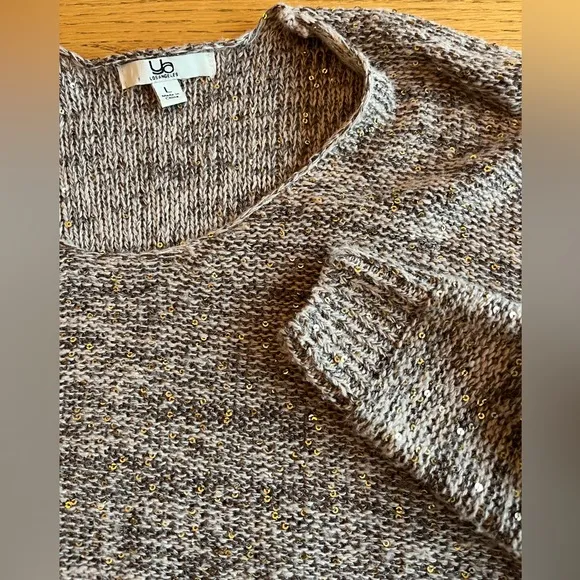 Ya Los Angeles Women’s Large Chic Sequin Sweater Brown‎ Gold - Image 2