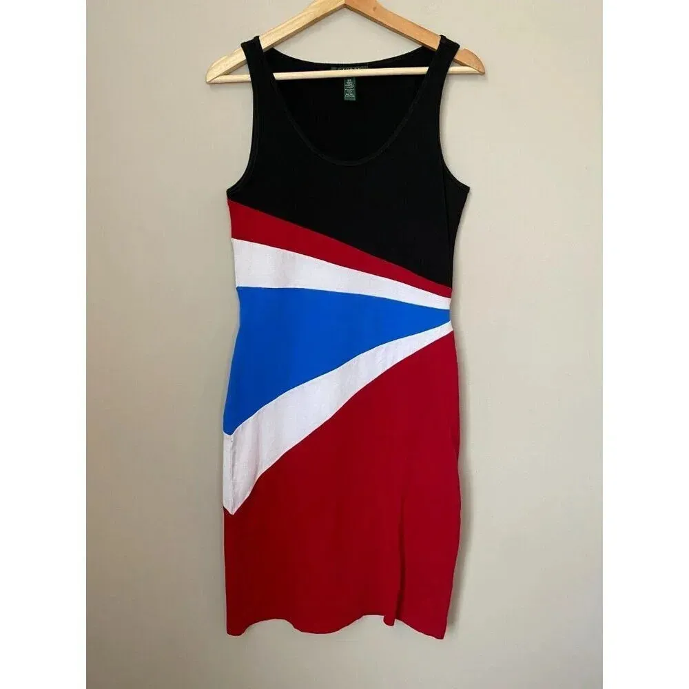 Lauren Ralph Lauren Size Small Sleeveless Bodycon Colorblock Stretch Midi Dress - Image 3